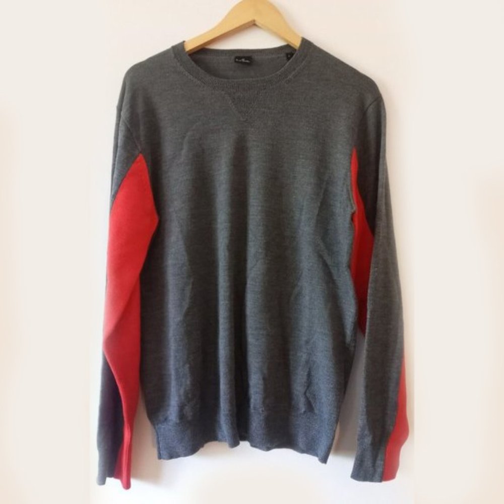 PS PAUL SMITH - Contrasting red sleeve wool sweater Sz M-L